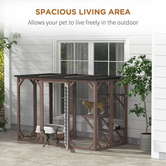 Pawhut Cat Cage Indoor Catio Outdoor Cat Enclosure Pet House Small Animal Hutch For Rabbit, Kitten, 