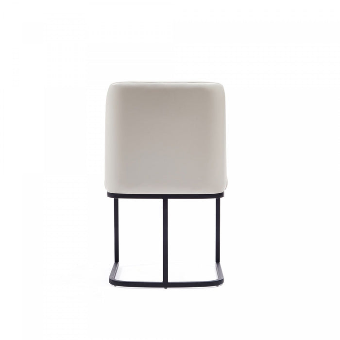 Serena Modern Metal Vegan Leather Dining Chair in Ivory - Set of 2 
