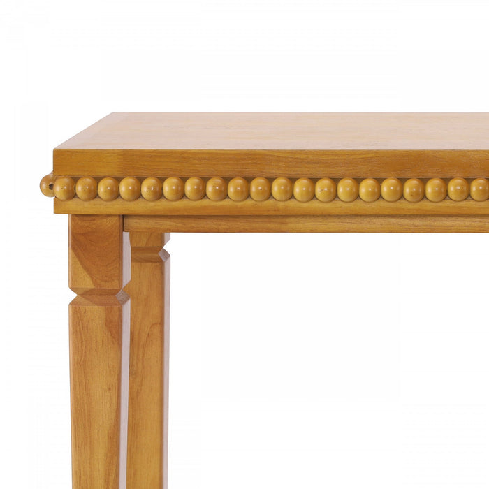 Martha 47.25\" Rustic Wood Sofa Table with Decorative Beaded Trim - Brown 
