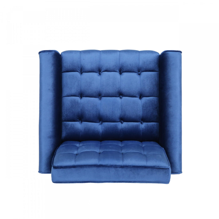 Henley Modern Accent Seating Arm Chair With Tufted Back,polyester Upholstery,blue Accent Chair 