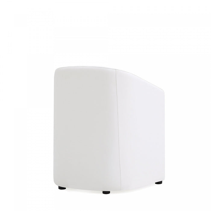 Anna Round Modern Vegan Leather Armchair in White - Set of 2 