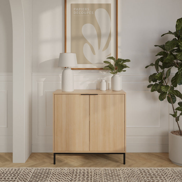 Nordika Slim 2-Door Storage Cabinet - Natural Blonde Oak 