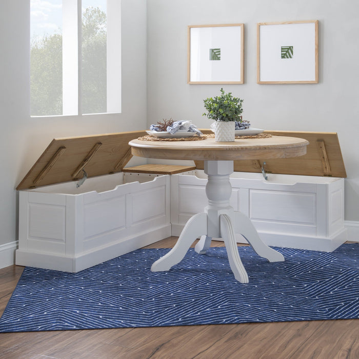 Tobin Backless Corner Nook Dining Bench - Natural and White