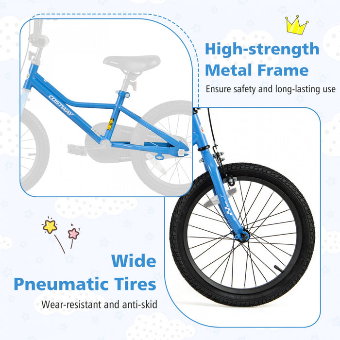 Costway 18" Kids Training Bike With Removable Training Wheels Pneumatic Tires Navy