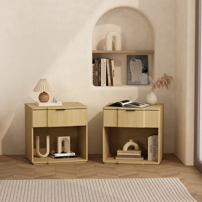 Clive Mid-Century Modern 22\" Nightstand in Natural Oak (1-Drawer) 