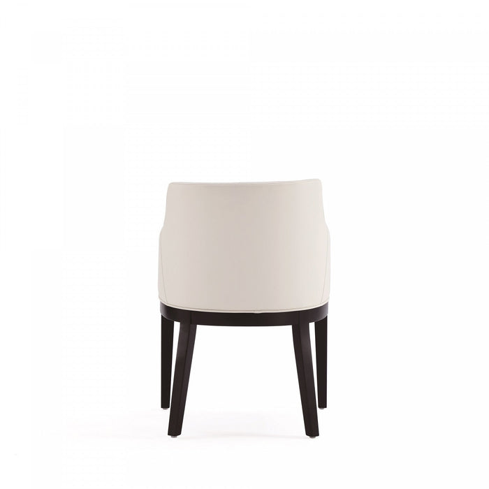 Gansevoort Modern Wood Vegan Leather Armchair in Ivory - Set of 2 