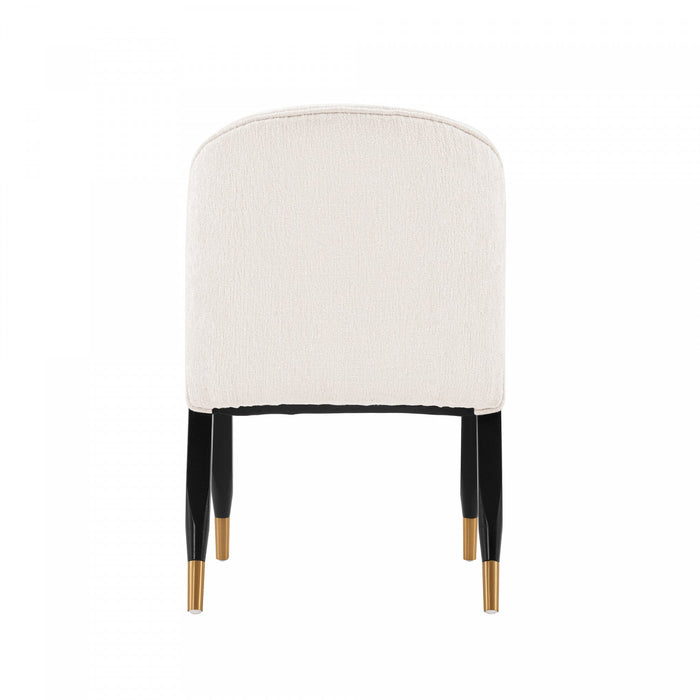 Ola Modern Wood Chenille Dining Chair in Cream - Set of 2 