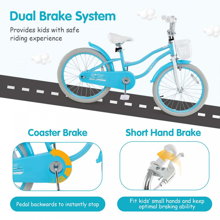 Prorider 20" Kids Bike With Height Adjustable Handlebar & Seat Hand Brake & Coaster Brake Blue