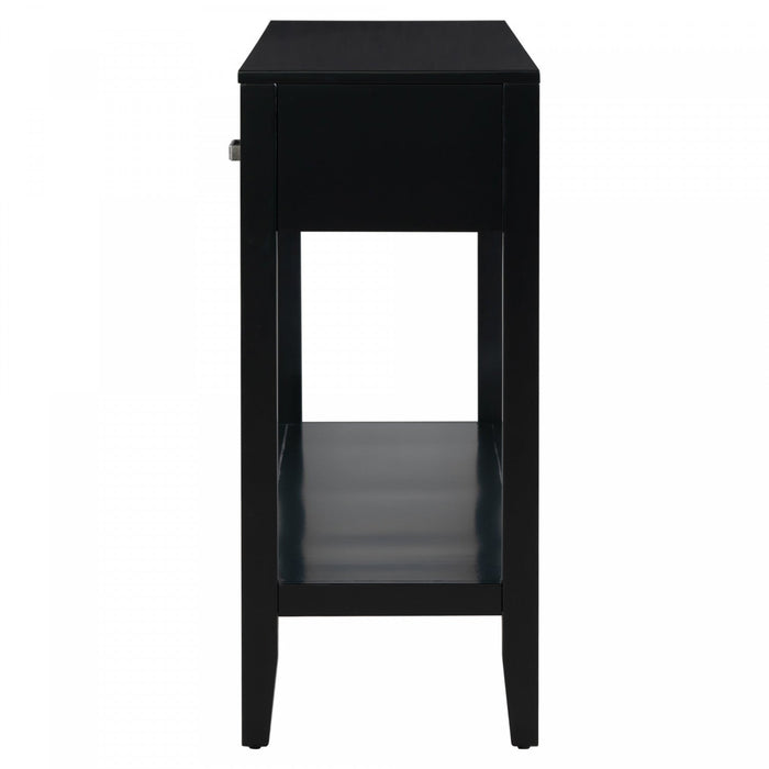 Emma 59.1'' Farmhouse Entryway Table with Drawers and Open Shelf,Black Sofa Table  
