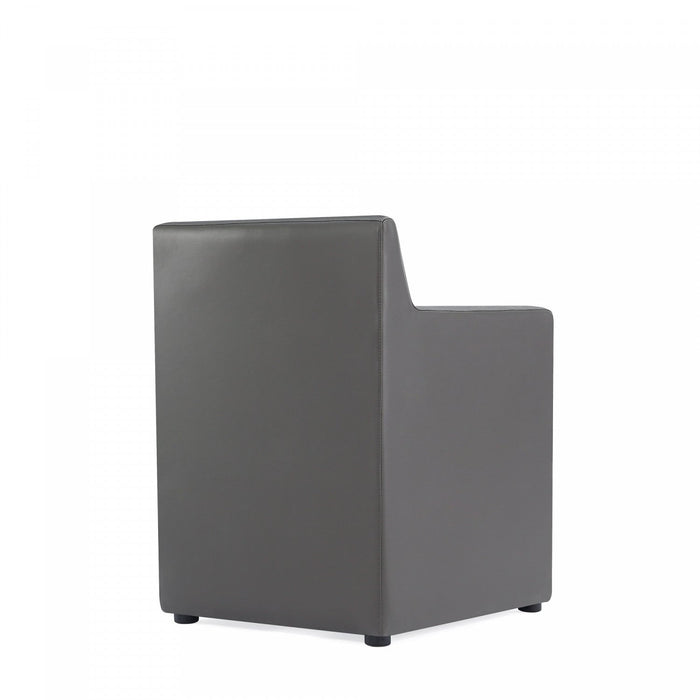 Anna Square Modern Vegan Leather Armchair in Graphite - Set of 2 