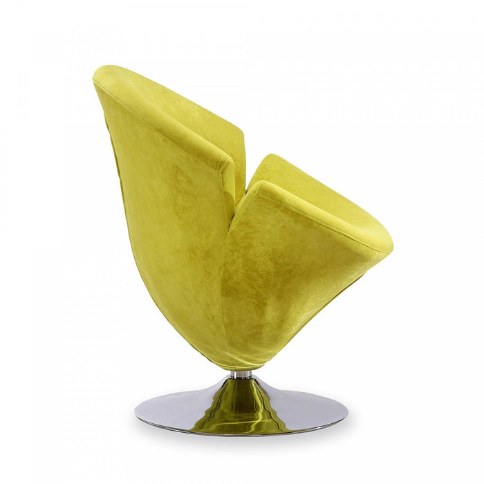 Tulip Modern Velvet Swivel Lounge Chair in Green - Set of 2 