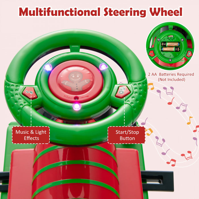 6v Electric Kids Ride On Train Motorized Train Toy W/ Track & 6 Wheels Green