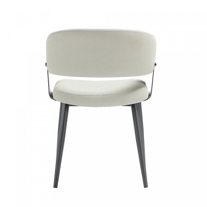 Luce Modern Metal Textured Vegan Leather Dining Chair in Oatmeal 