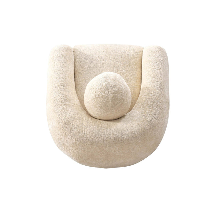Tribeca Mid-Century Modern Chenille Lounge Chair in Cream - Set of 2 