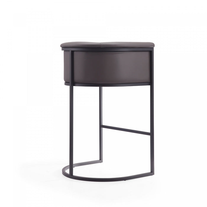 Cosmopolitan Mid-Century Modern Metal Upholstered Barstool in Graphite - Set of 2 Bar Stool 