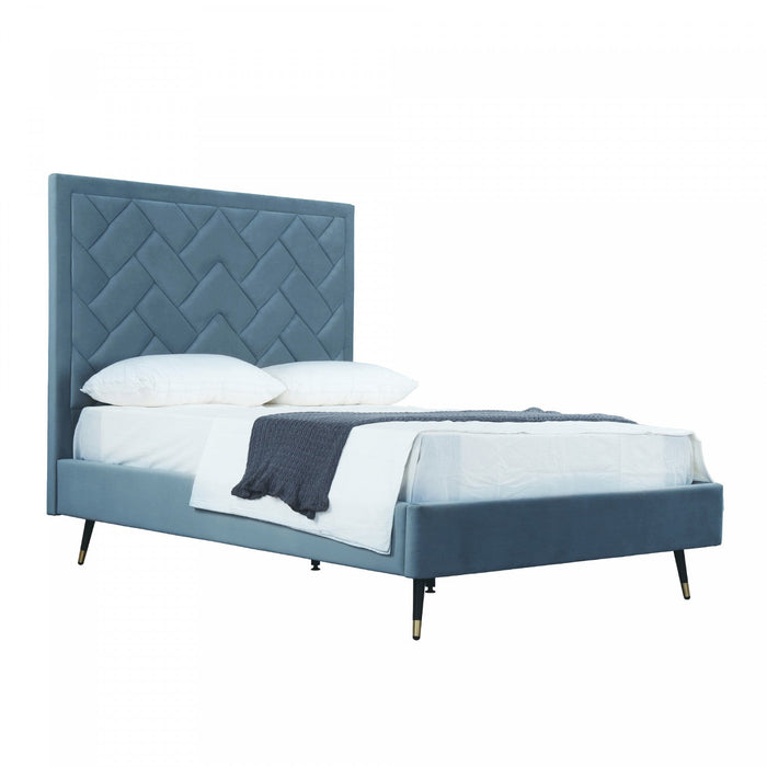 Crosby Modern Upholstered Velvet Full Bed in Blue 