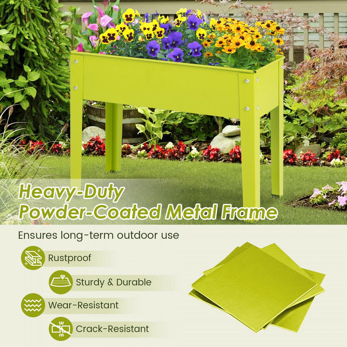 Costway 24" Raised Garden Bed With Legs Metal Elevated Planter Box Drainage Hole Backyard Green