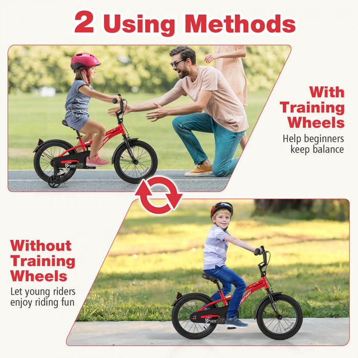 Costway 16" Kids Bike For 4-7 Years Old Boys & Girls With Adjustable Seat Handbrake Reflectors Red