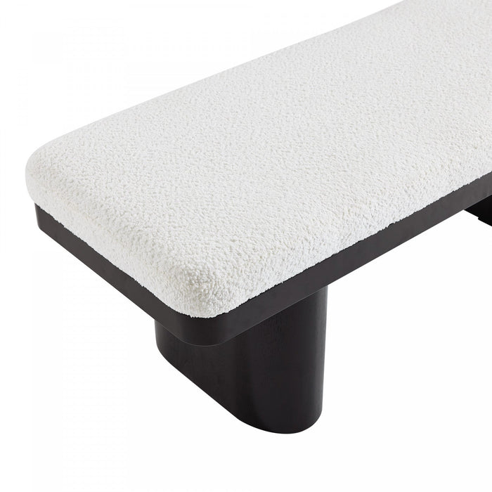 Olivia 47.5\" Wood Bed Bench Ottoman with Teddy Velvet Upholstery and Wooden Legs,Black  