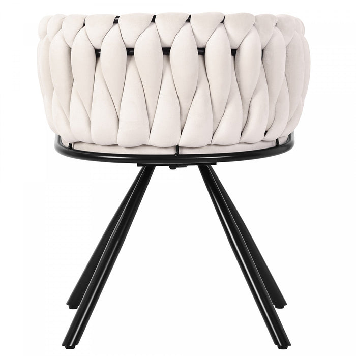 Amelia Velvet Swivel Dining Chairs with Tufted Upholstered and Metal Legs Set of 2, Beige  