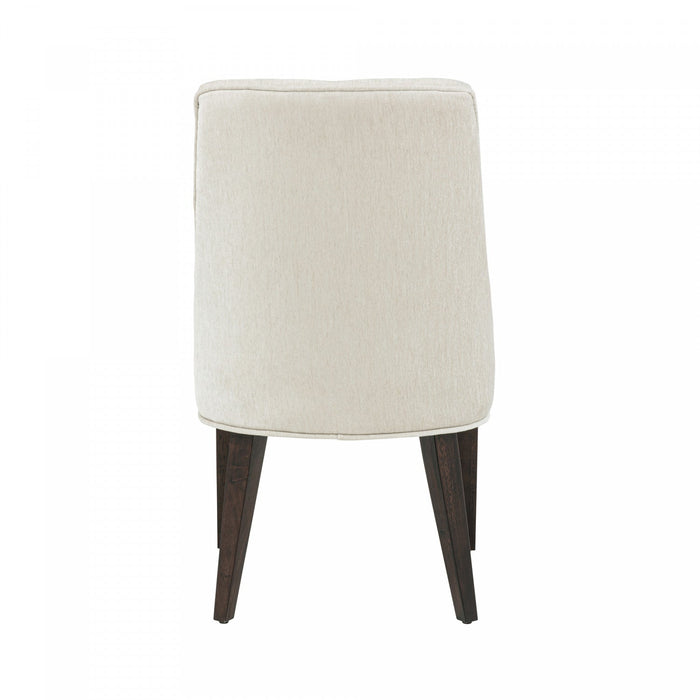Beever Modern Wood Chenille Dining Chair in Cream - Set of 2 