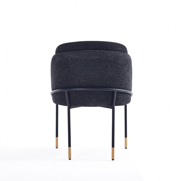 Flor Modern Metal Twill Weave Dining Chair in Black - Set of 2 