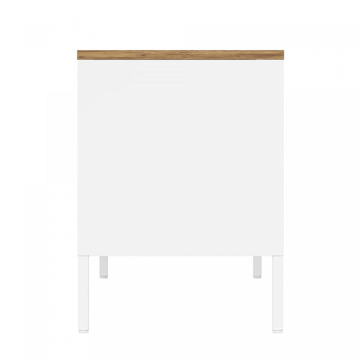 Landen Modern 47\" Metal Storage Cabinet in White Armoire 