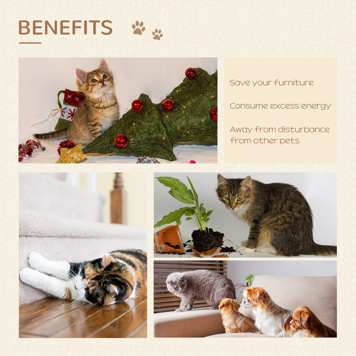 Pawhut Cat Tree 5pcs Pet Wall-mounted Climbing Frame Shelf Set Kitten Perch Activity Center With Ham