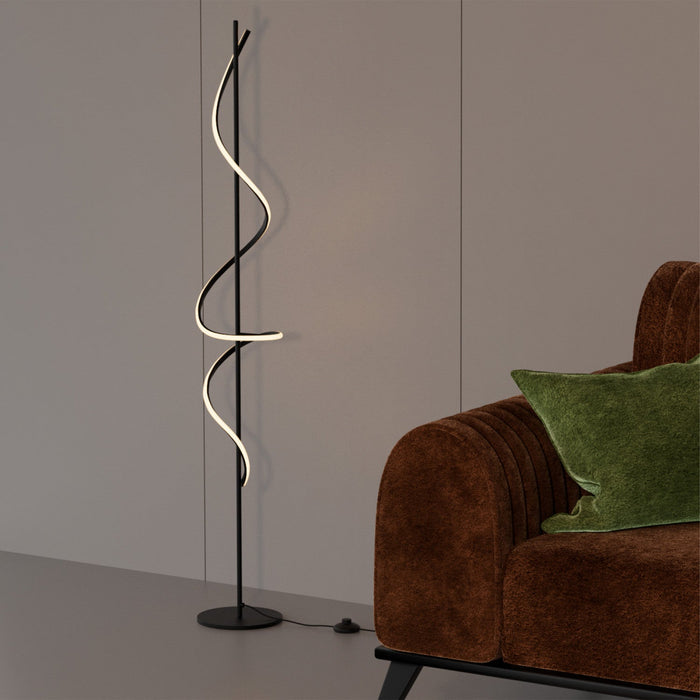 51\" Matte Black LED Floor Lamp with Stepless Dimming 