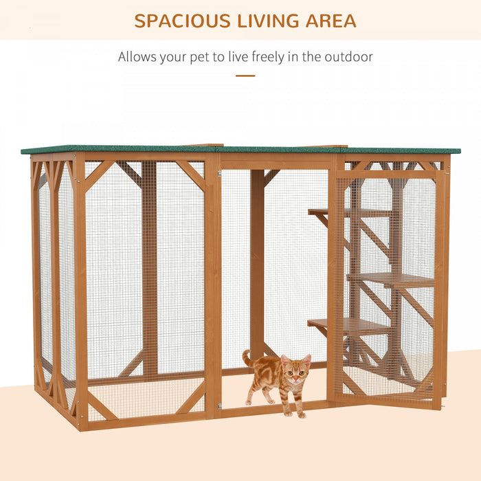 Pawhut Cat Cage Indoor Catio Outdoor Cat Enclosure Pet House Small Animal Hutch For Rabbit, Kitten, 