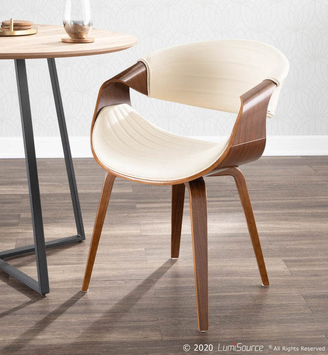 LumiSource Symphony Faux Leather Mid-Century Modern Dining Accent Chair - Walnut/Cream