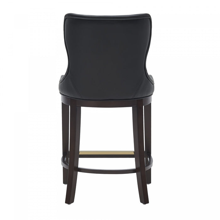 Blair Modern Wood Upholstered Counter Stool in Black - Set of 2 Bar Stool 