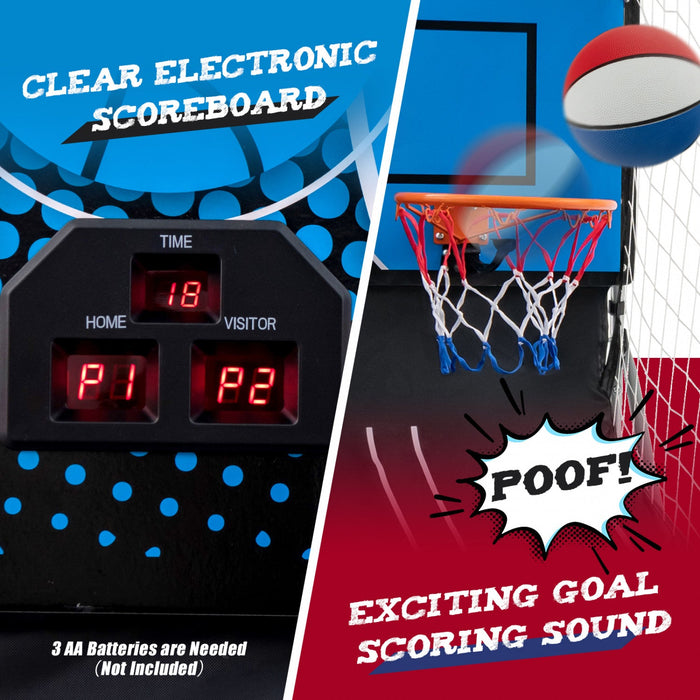 Costway Dual Shot Basketball Arcade Game With 8 Game Modes Arcade Sound Electronic Scoring Red