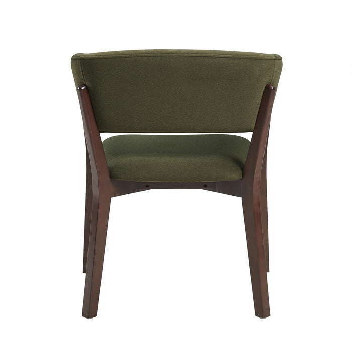 Blake Modern Faux Mohair Wood Armchair in Green - Set of 2 Dining Chair 