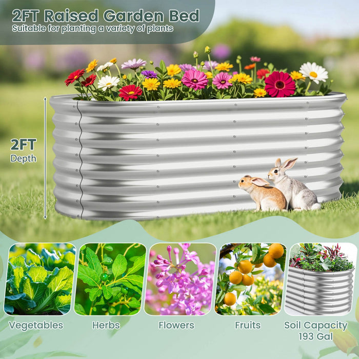 Costway 2 Pcs Raised Garden Bed Kit Planter Raised Garden Boxes Outdoor 65" X 32" X 24" Silver