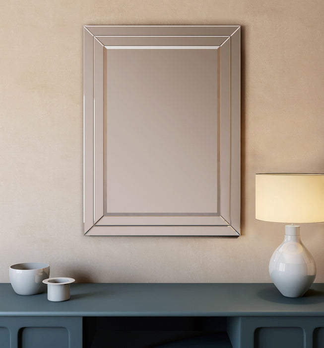 Clamp 30 Inch All-Glass Rectangular Double Beveled Mirror In Chrome 