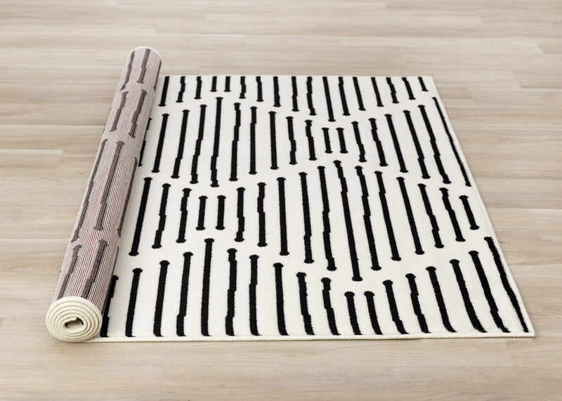 Forte Black White Stripes Area Rug - 2'7\" x 4'11\"