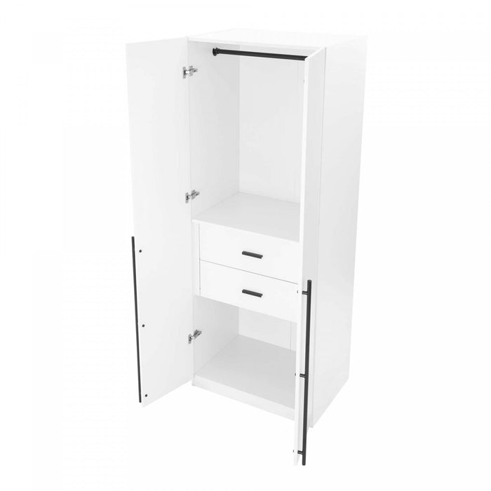 Lee Modern 32\" Wardrobe Closet in White - Set of 2 Armoire 