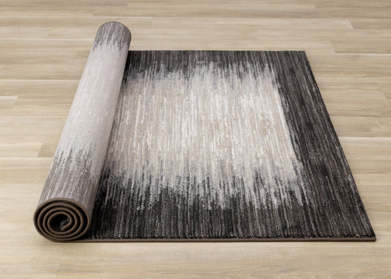 Amelia Dense Black Beige Border Area Rug - 5'3\" x 7'7\"