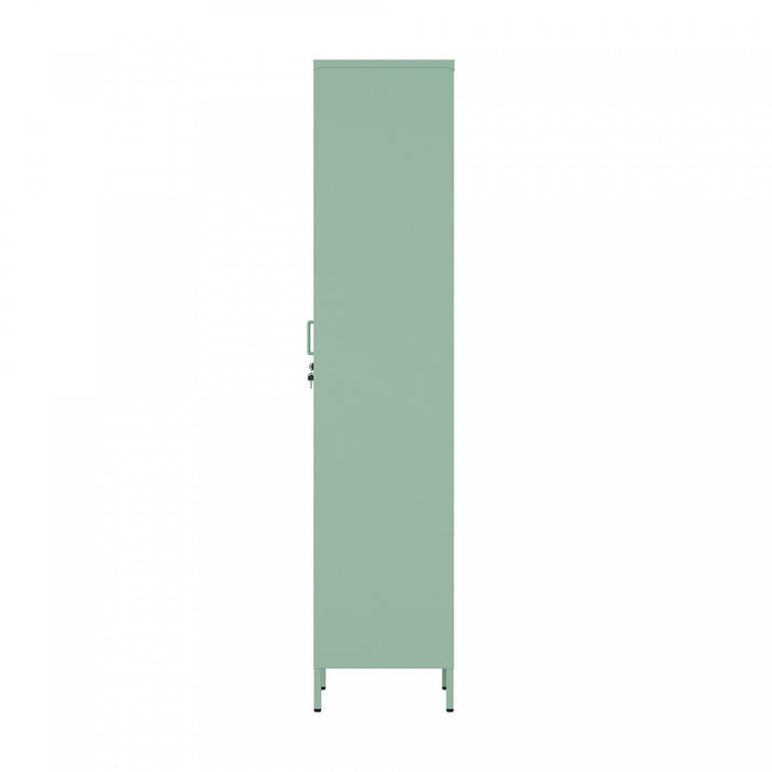 Naomi Modern 15\" Metal Storage Cabinet in Sage Green Armoire 