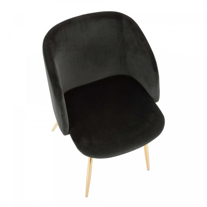 LumiSource Fran Black Velvet Contemporary Dining Chair - Set of 2