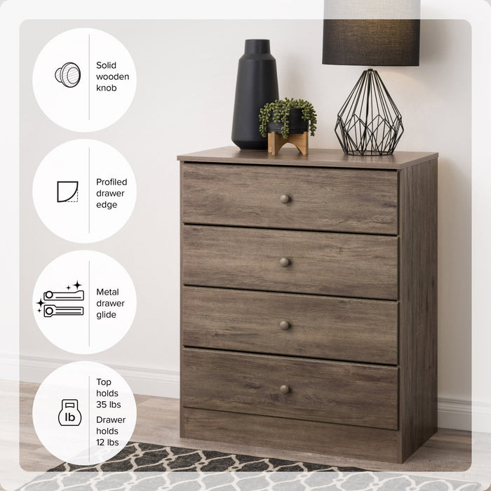 Astrid 4-Drawer Dresser - Drifted Grey