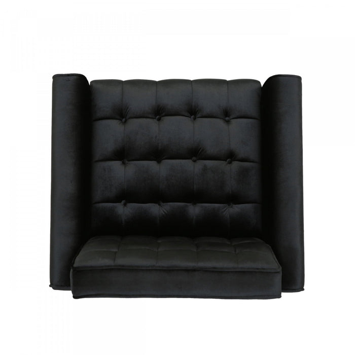 Lucas Modern Accent Seating Arm Chair With Tufted Back,polyester Upholstery,black Accent Chair 