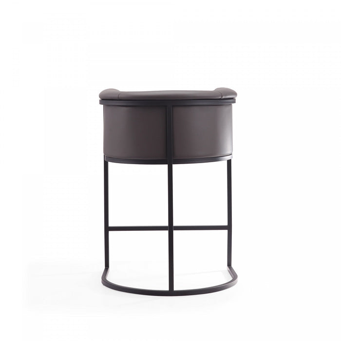 Cosmopolitan Mid-Century Modern Metal Upholstered Counter Stool in Graphite - Set of 2 Bar Stool 