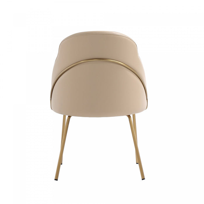 Gracie Modern Metal Vegan Leather Dining Chair in Tan and Gold 