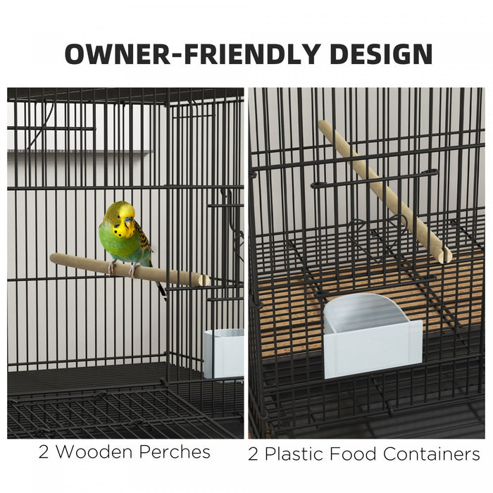Pawhut 17.7\" Birdcage For Canaries, Lovebirds Finches, Budgie Cage With Removable Tray, Bottom Mesh 