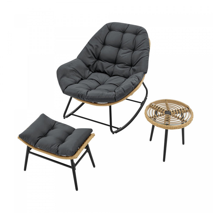 Benson Modern 3-Piece Lounge Chair Set in Gray - Set of 6 