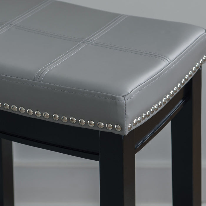 Claridge Faux Leather Backless Counter-Height Stool - Grey