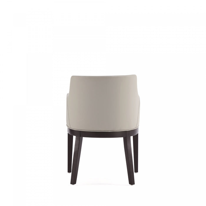 Gansevoort Modern Wood Vegan Leather Armchair in Stone Gray - Set of 2 Dining Chair 