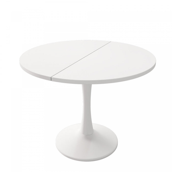 Liam Extendable Round Dining Table with Space-Saving Function,White  